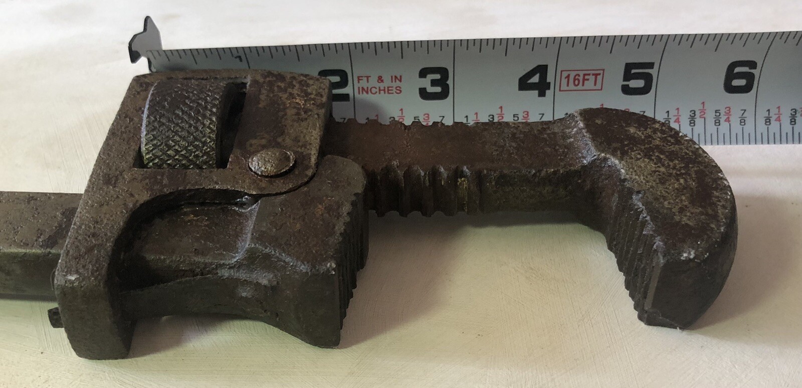 Vintage Steel Monkey Wrench Pexto Adjustable Pipe Tool Rusty Patina Very Old USA