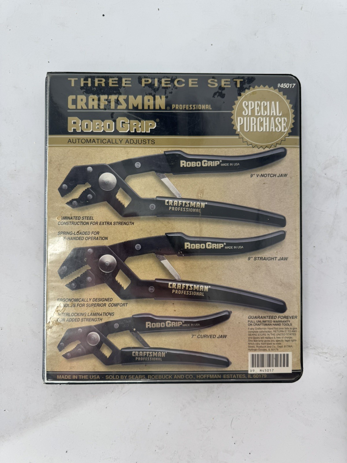 Sears Craftsman Professional Robo Grip 3 Pack With Case Pliers 45017 USA