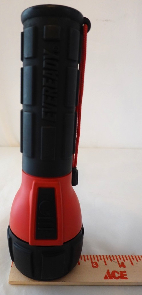 Eveready Weather Proof Flashlight black + red Rubber VTG