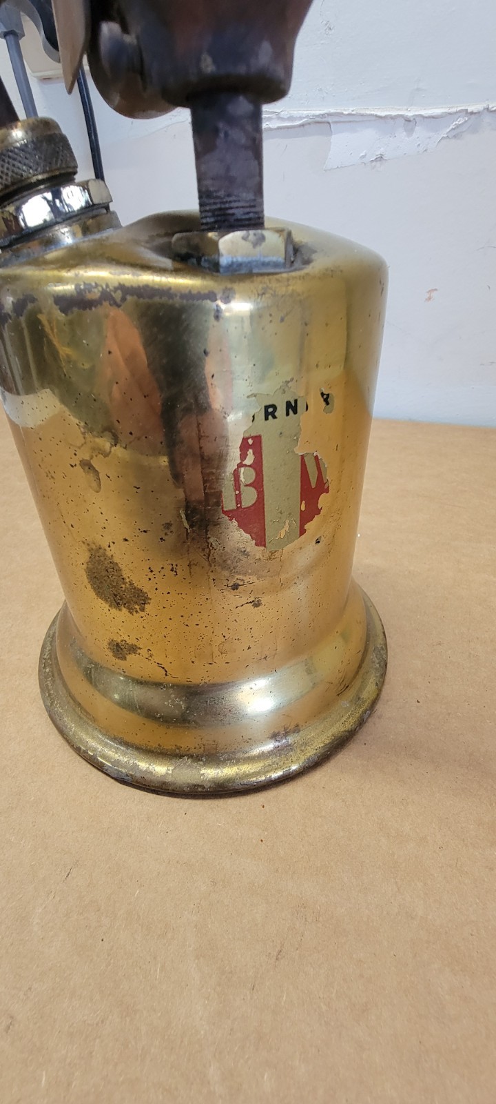 Vintage Turner Brass Works Blow Torch No 30 AT Red Wood Handle USA Sycamore IL