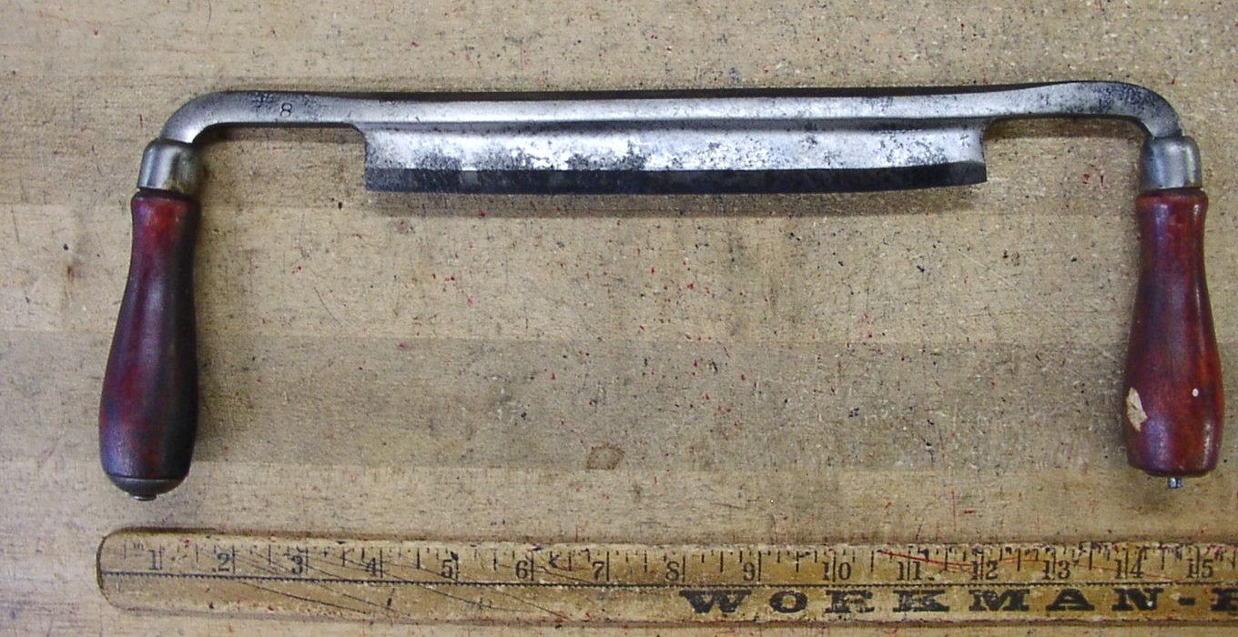 Vntg Unbranded Draw Knife,14-1/2″ OAL,1-3/8″ X 8″ Edge,Sound &Solid Hndls,READ