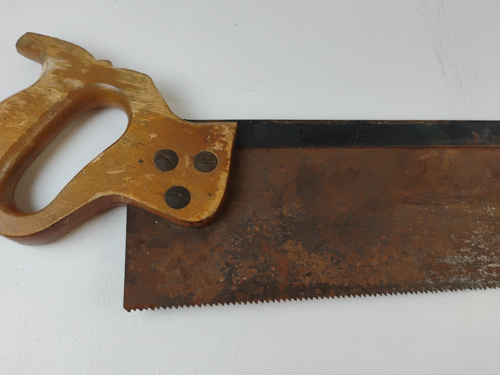 Antique Small Hand Saw Unbranded Wood Handle 12″ Blade Rustic Woodworking