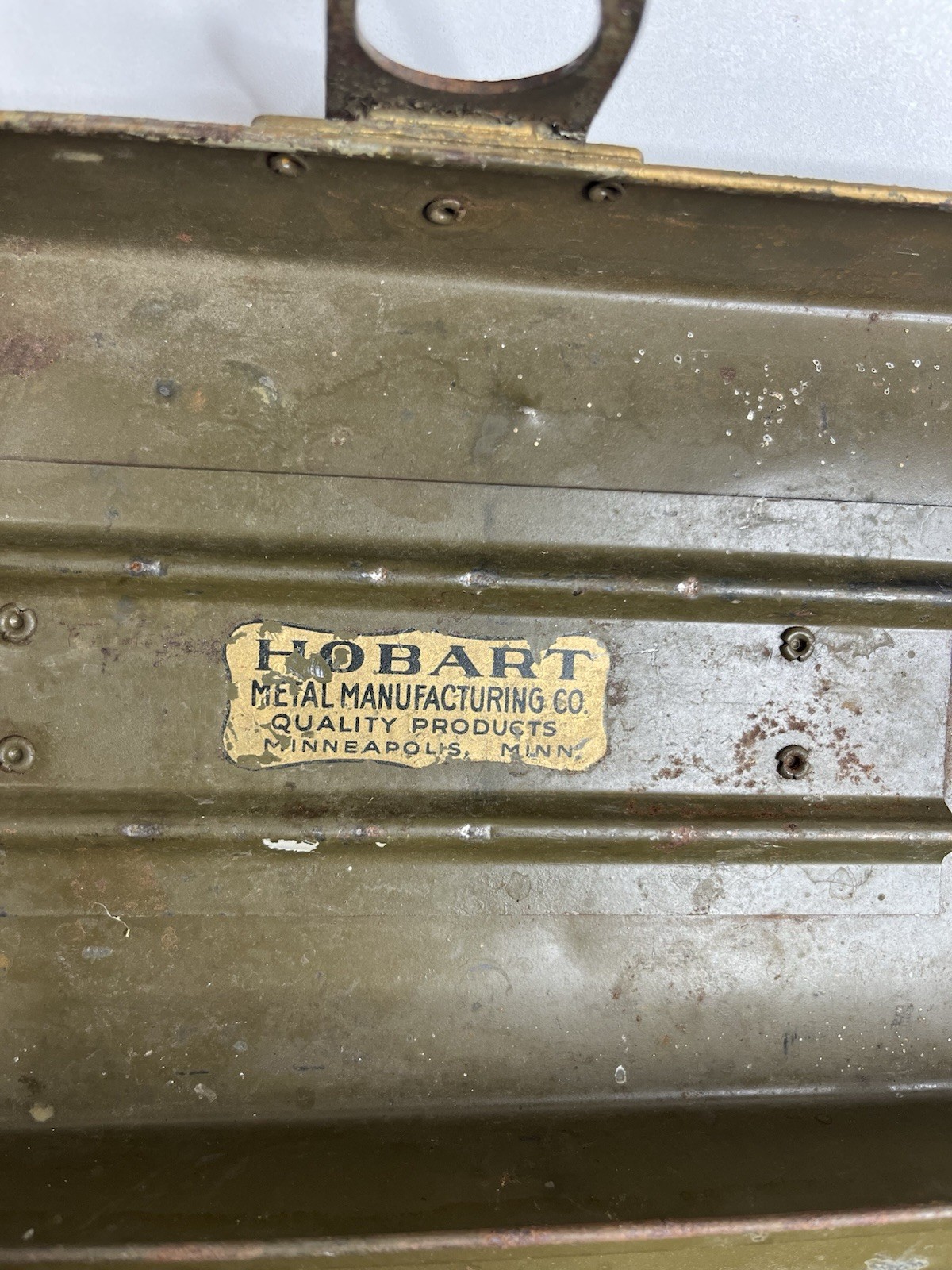 Vintage Hobart Metal Manufacturing Co Toolbox – Industrial Steel Chest Rusty