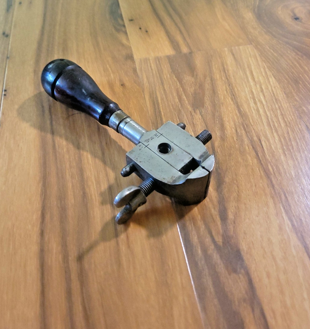 Vintage Millers Falls Hand Vise Multi Tool Rosewood Handle w/ 4 Tools
