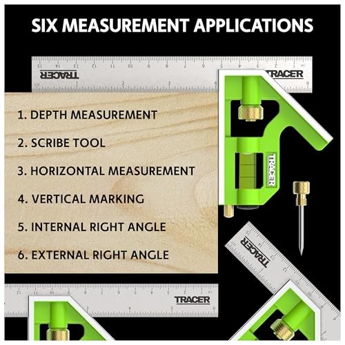 Combination Square with Level | Adjustable Square Tool for Woodworking 6 Inch