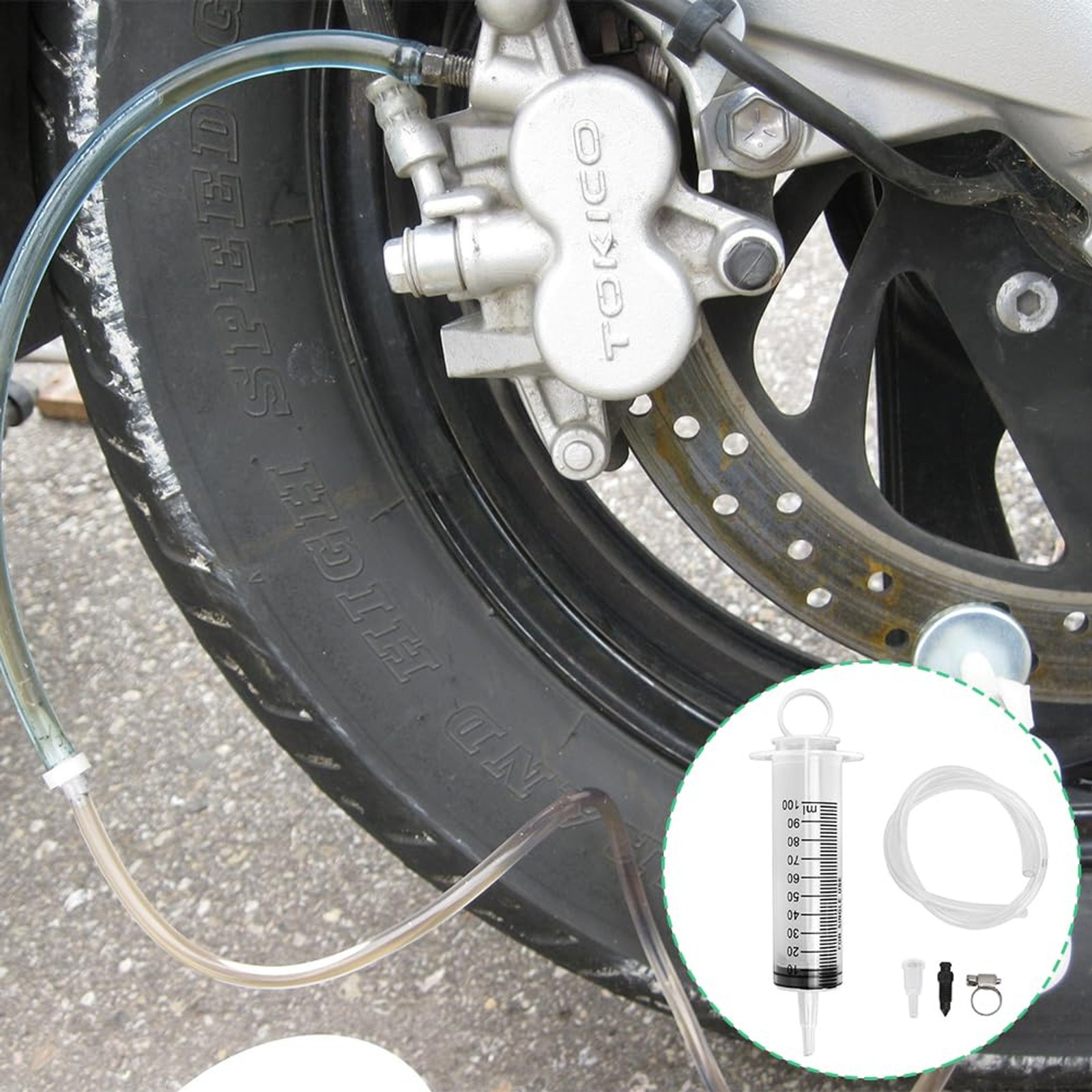 Brake Bleed Kit, Hydraulic Disc Clutches Bleeding Kit 100ML Syringe 50cm Hose Oi