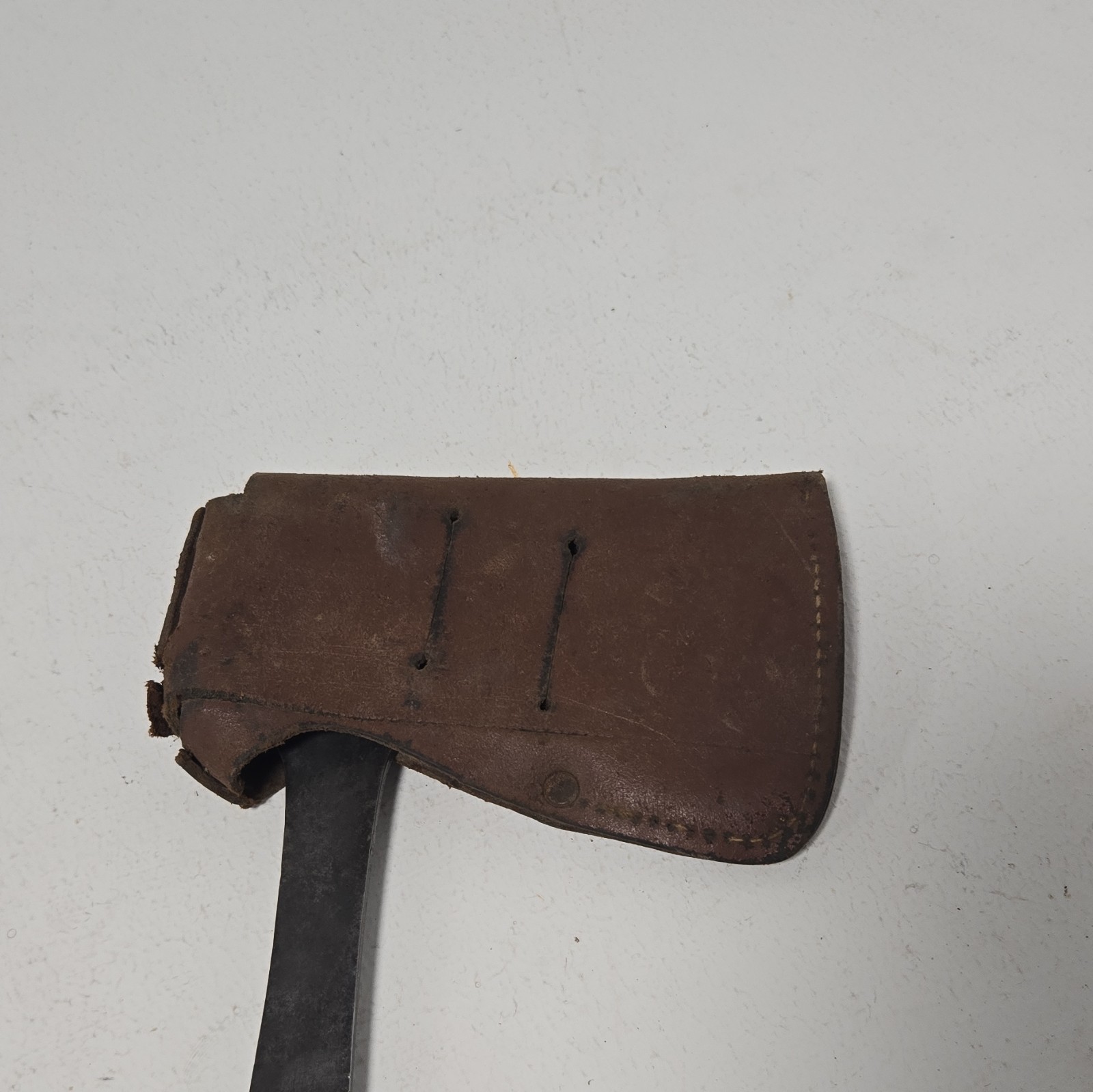 Vintage Original Hatchet Axe w/ Brown Leather Sheath Cover, approx. 9 3/4 in