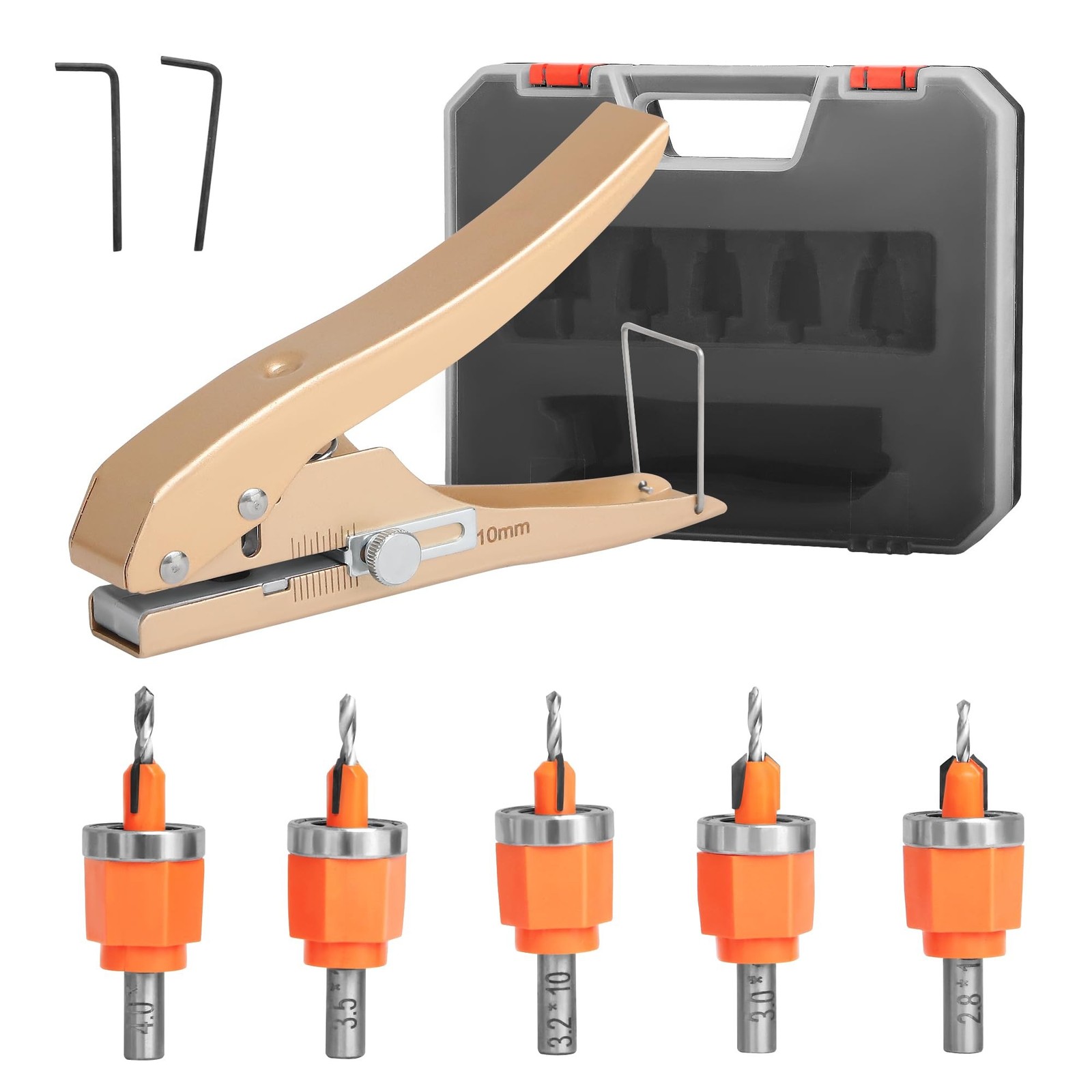 6Pcs Limit Countersink Drill Bit Set with Hole Punch, Adjustable Depth Wood C…
