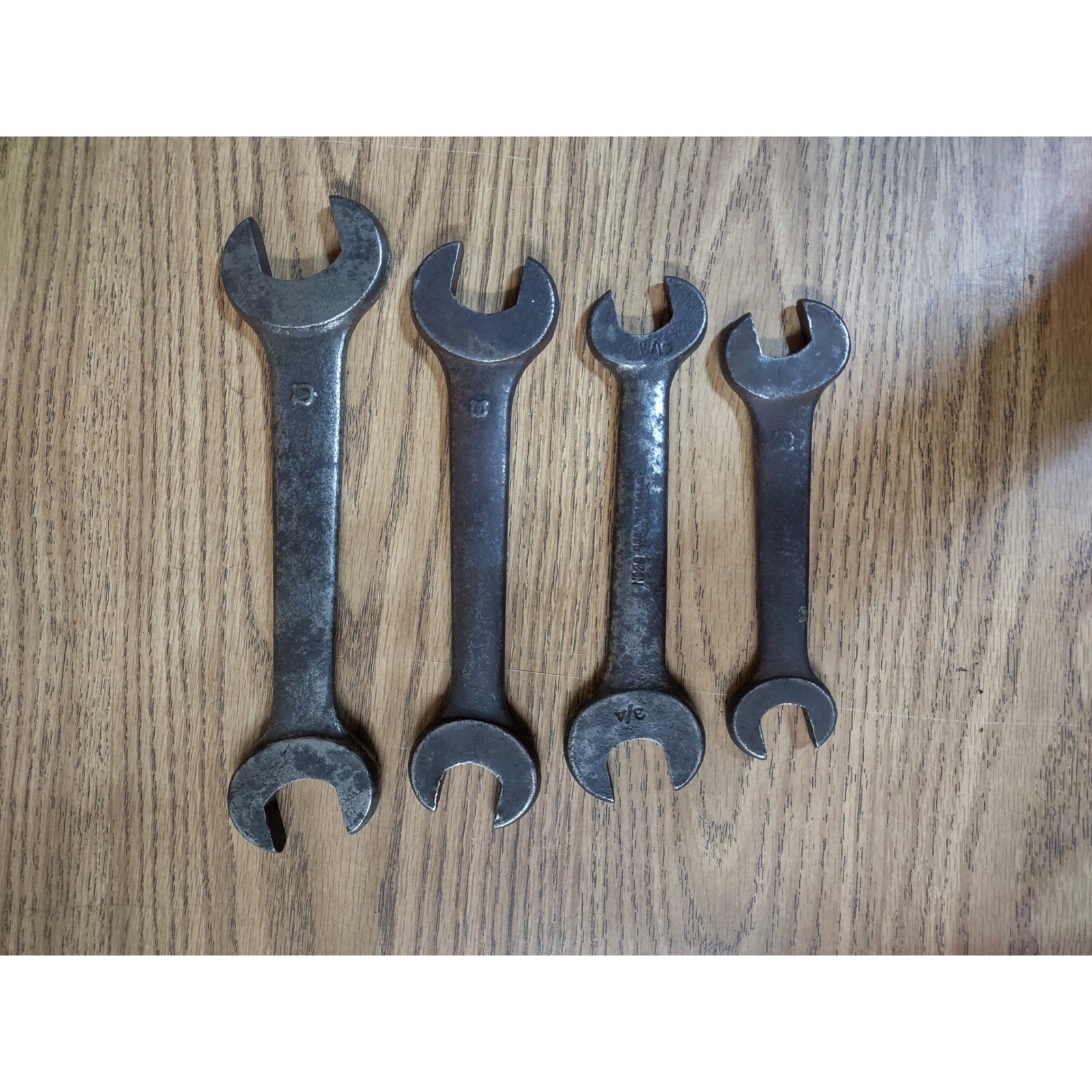 Vintage VLCHEK V-Shield Drop Forged Open End Wrench Set 4pc Steel Tools Made USA
