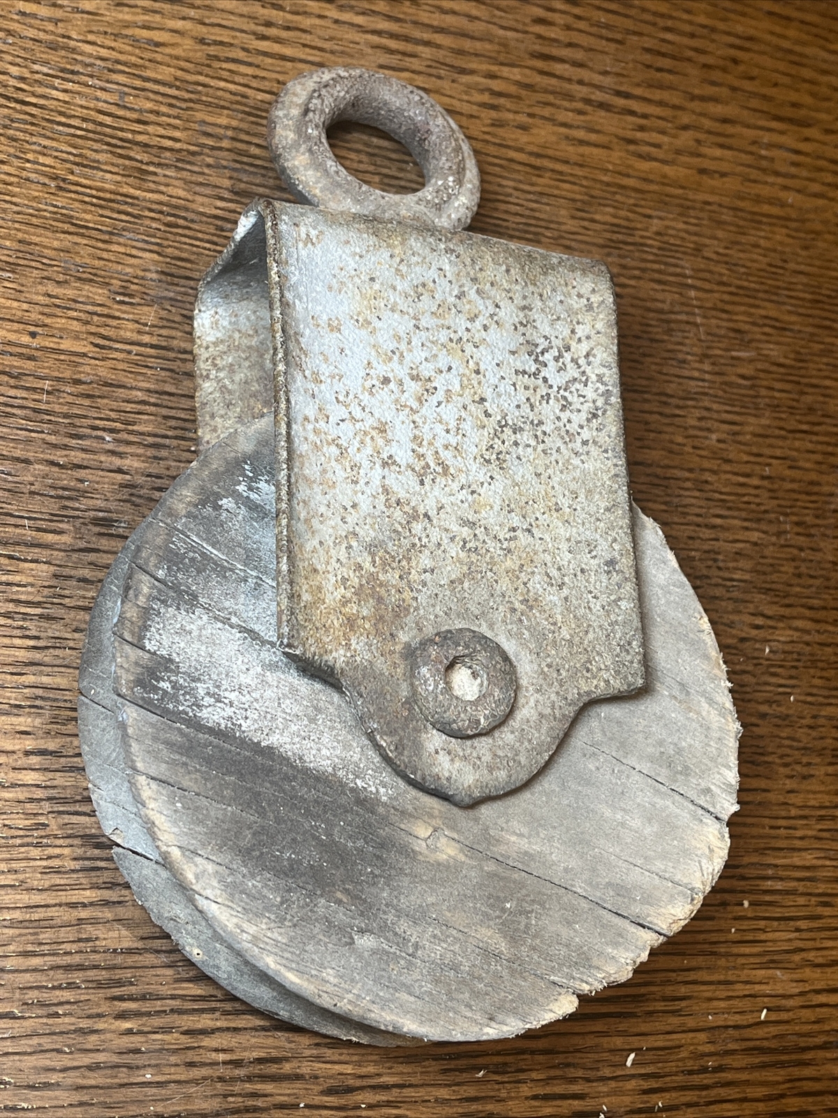 Antique Wood Block & Tackle Farm Boat Barn Pully Pulley Rope Rustic, Primitive