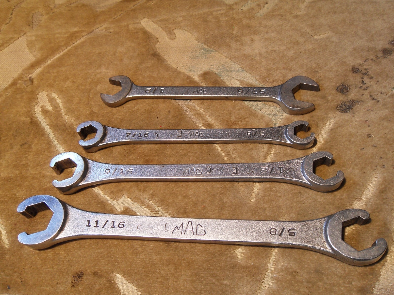 MAC Tools Flare Nut Line Wrench Set Qty 4 OB1614-18-22 DR1618 3/8” Thru 11/16”