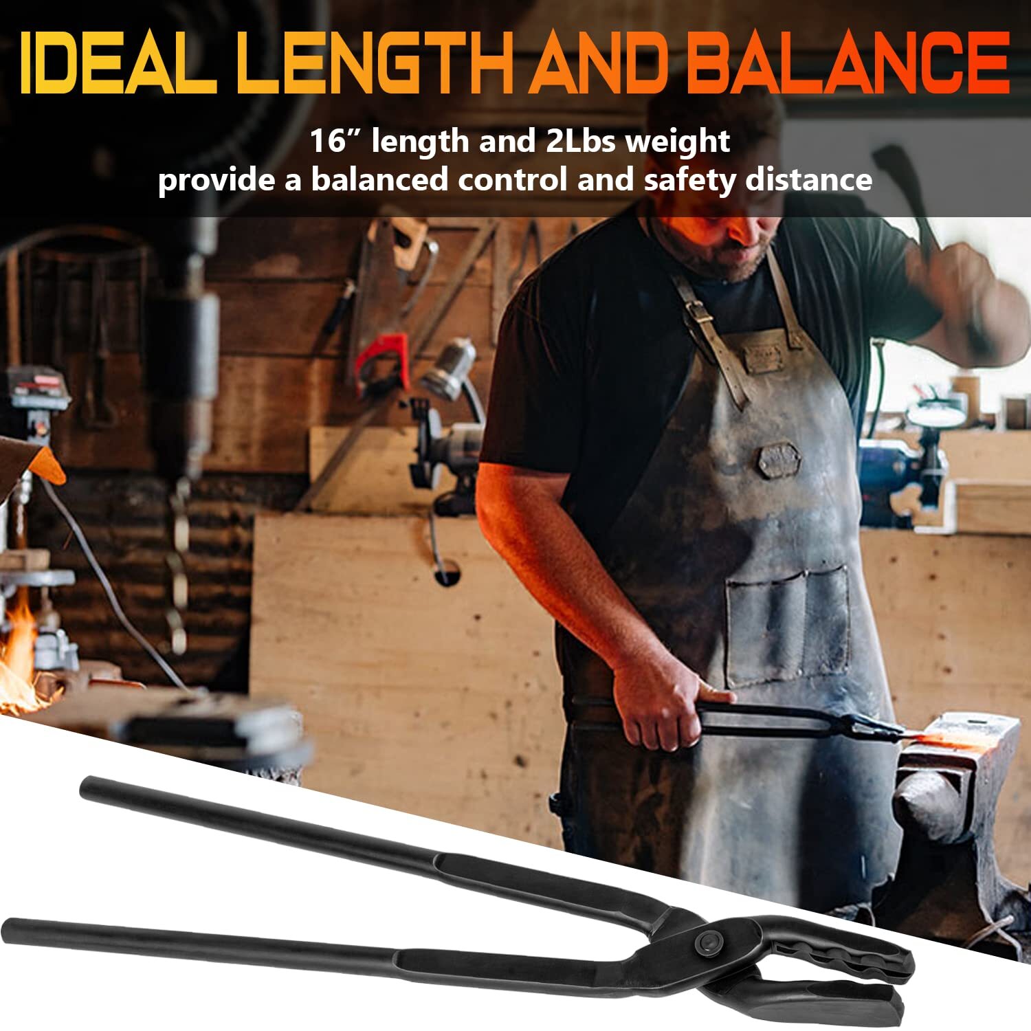 16 inch Beginner Blacksmith Wolf Jaw Tongs Bladesmith Knife Making Forge Tong
