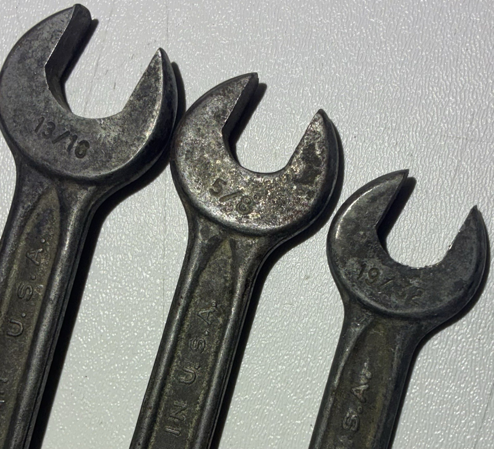 Vintage Lof of 3 Select Steel Dropped Forged Open End Wrenches USA 19/32-7/8