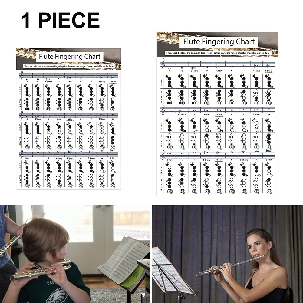 Flute Chord Chart, Durable Portable Fingering Practice White Chord Chart for