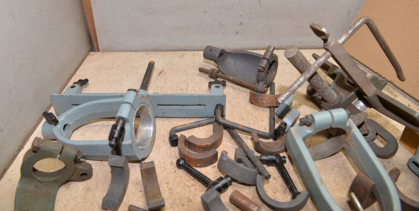 Drill press mortise attachment chisels guides huge woodworking tool lot vintage
