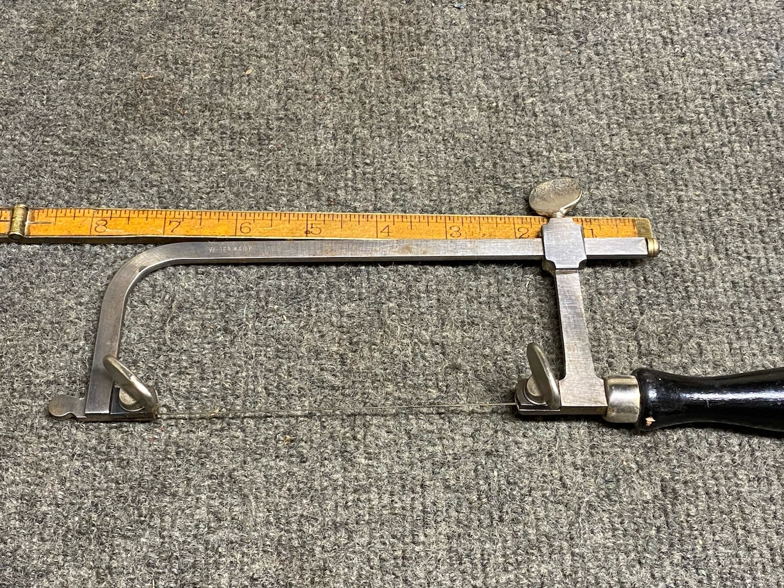 Vintage Jewelers Adjustable Frame Saw West Germany 7” X 2-1/4” Wooden Handle