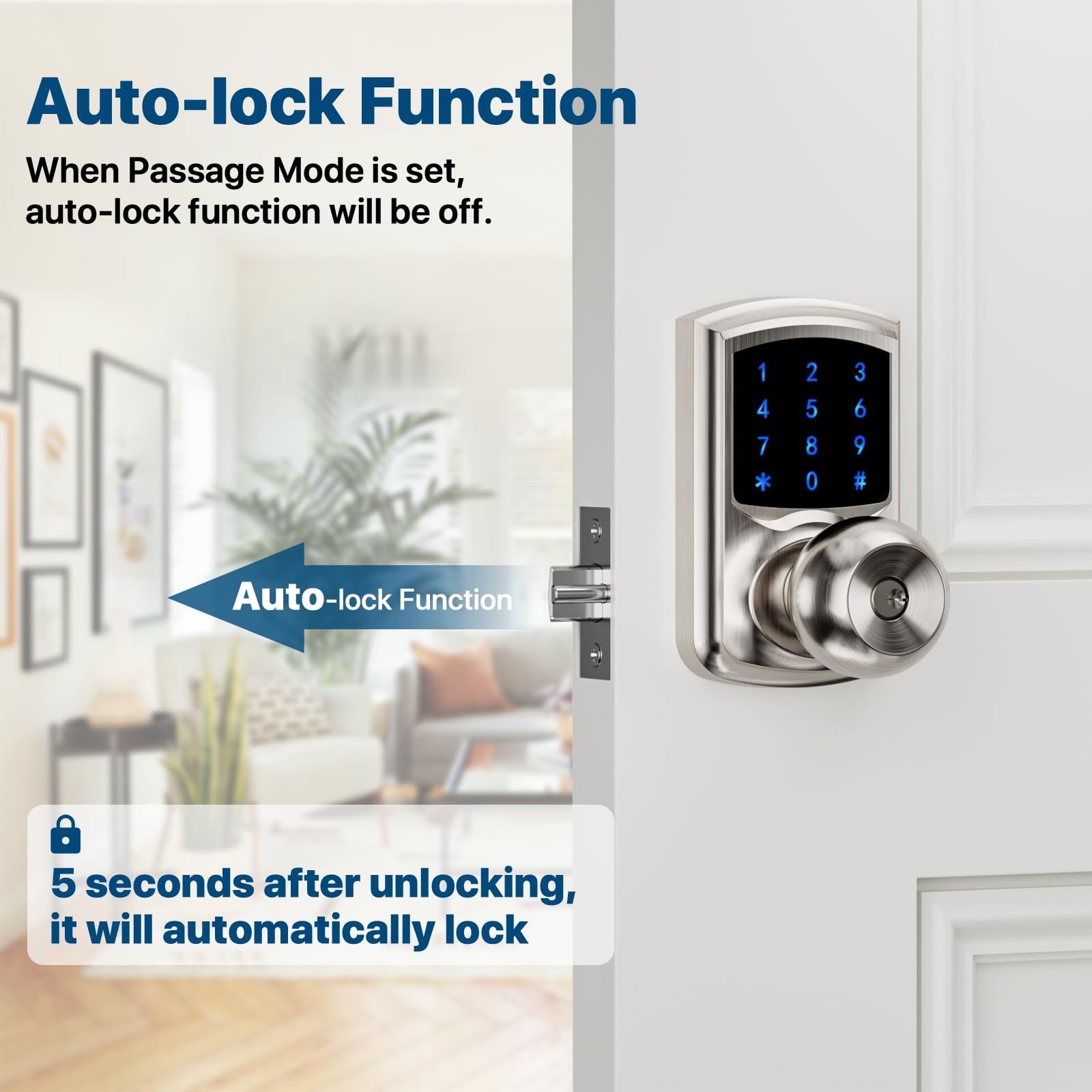 HIDALIFE Keyless Entry Door Lock HL-668K Satin Nickel 1pack,