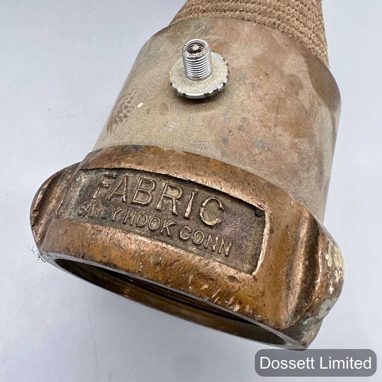 Vintage 2-1/2″ Fire Hose Brass Threaded Coupling Fabric Sandy Hook Conn 2.5 Inch