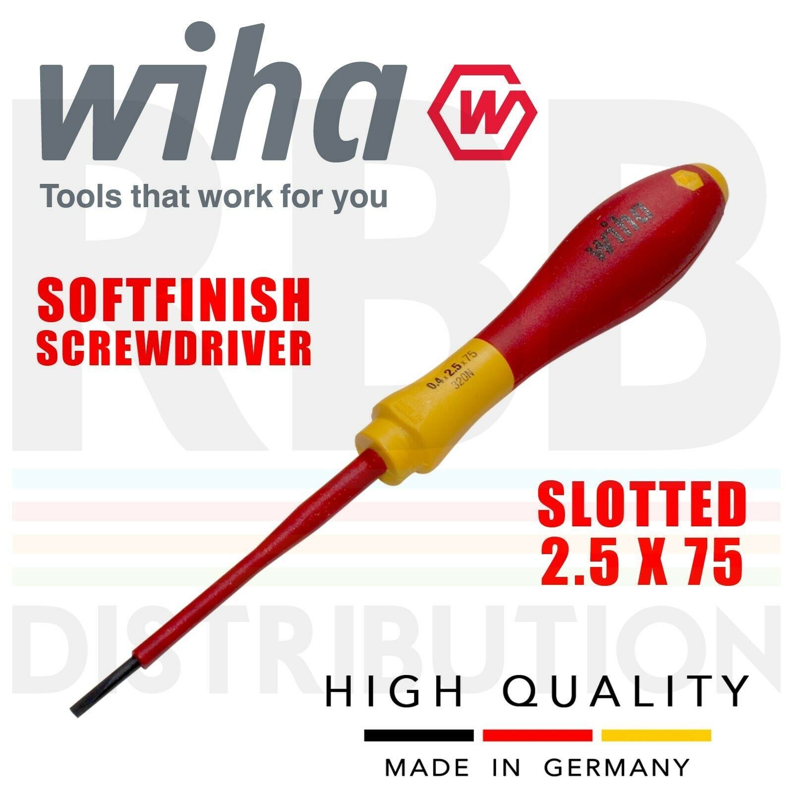 Wiha 00820 Slotted Screwdriver 2.5mm VDE Electrician 1000v Flat Head SoftFinish