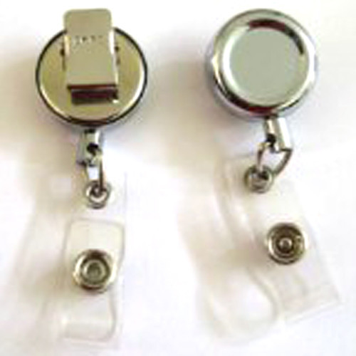 1pc 1″ Mini Retractable Pull Reel Key Chain Chrome ID BADGE Belt Clip Holder
