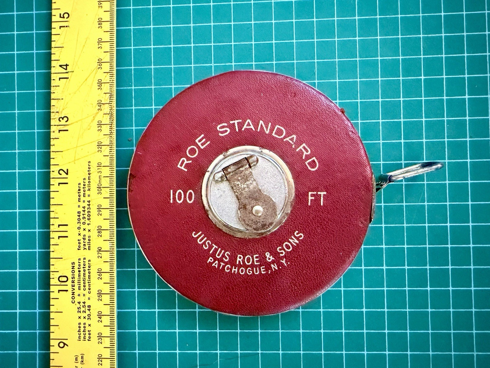 Vintage Justus Roe & Sons 100 FT Tape Measure