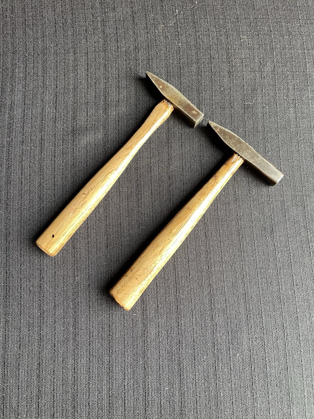 Tack Cobblers Hammer Lot Of Two Wood Gem Handle Carpenters Vintage Tool
