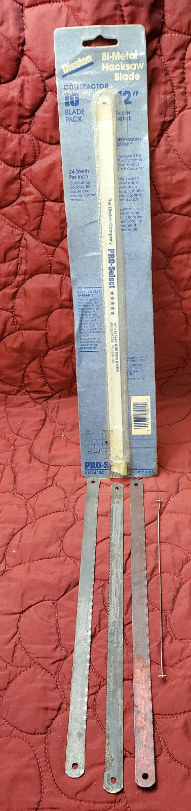 (1) New Disston Bi-Metal Hacksaw Blade 12″ 24 teeth per inch + Used good blades