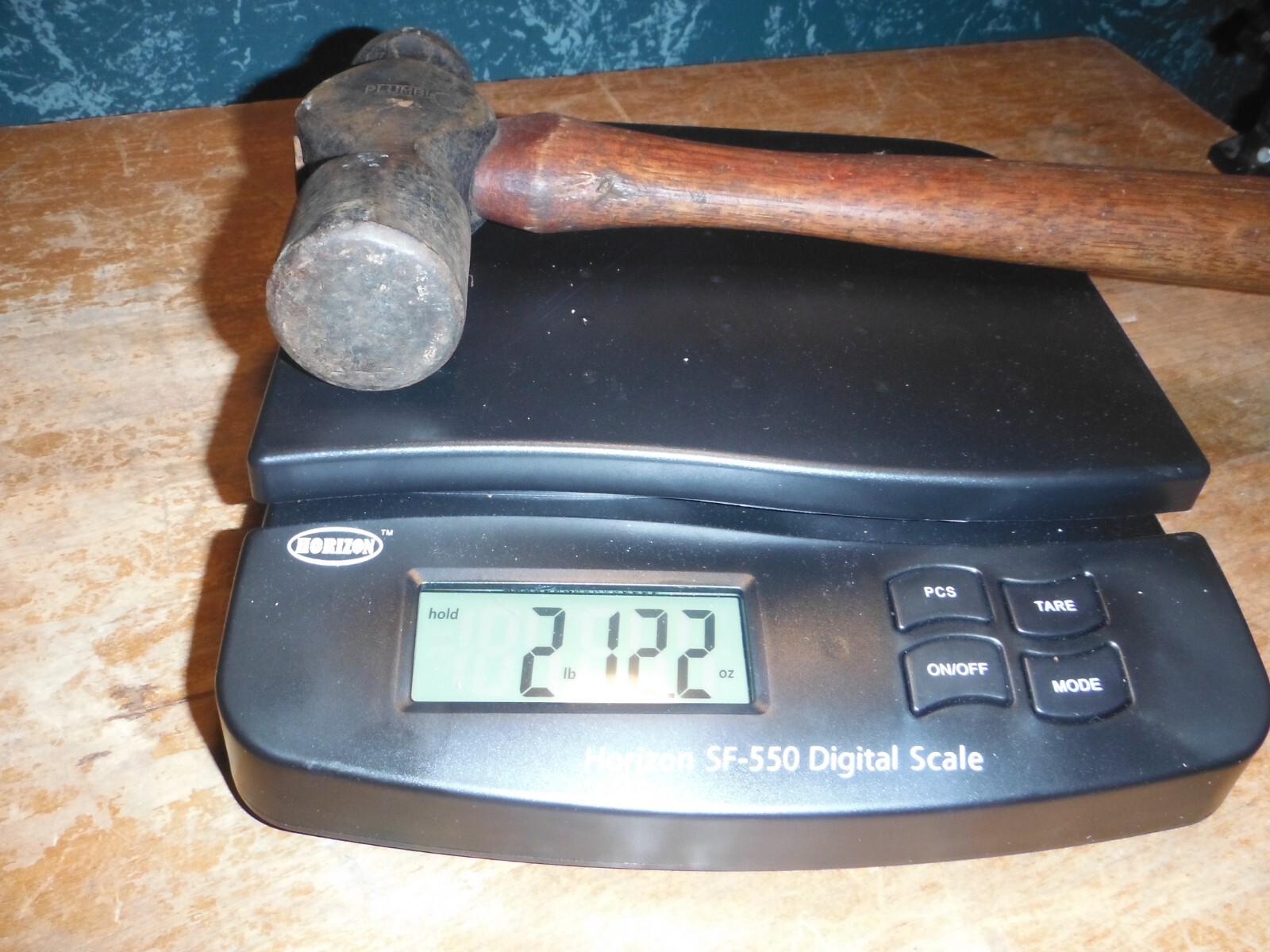 VINTAGE HEAVY Plumb Ball Peen Hammer with Handle TOTAL WGT 2LB 12.2 OZ