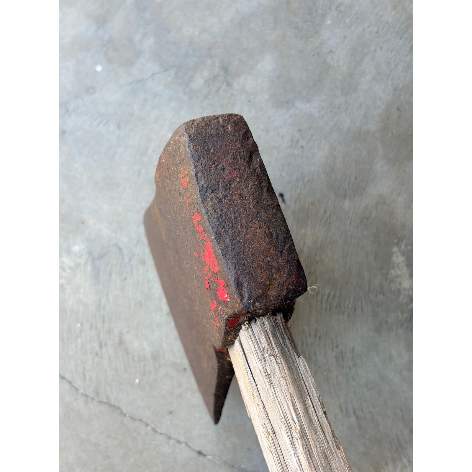 Vintage Single Bit Axe Forged Steel Head 35 Inch Wood Handle Rustic Tool READ