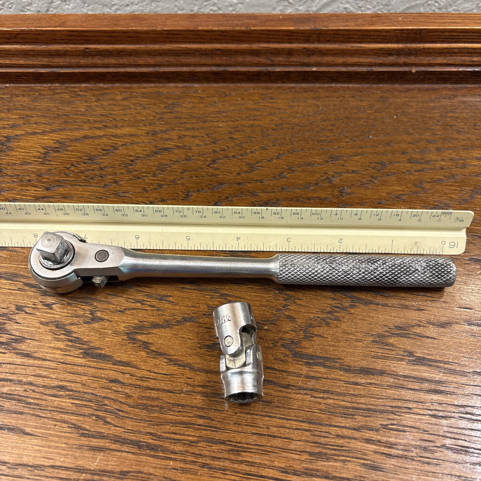 Thorsen 77J 3/8″ Drive Open Gear Ratchet & 414J 7/16” Universal Swivel Socket