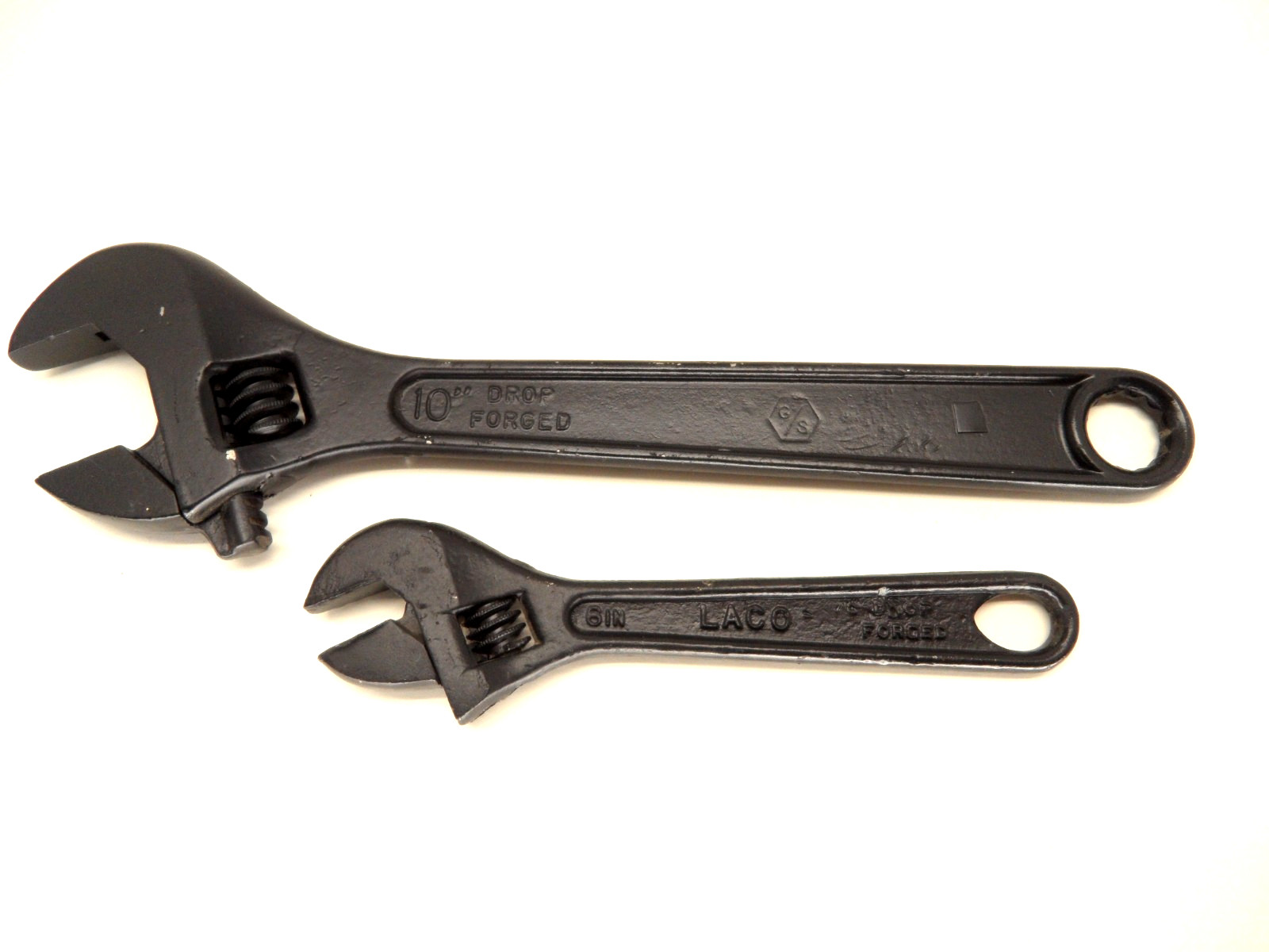 Vtg. Lot Cresent Style Wrenches, 10”and 6” Adjustable Wrench Drop Forged Steel