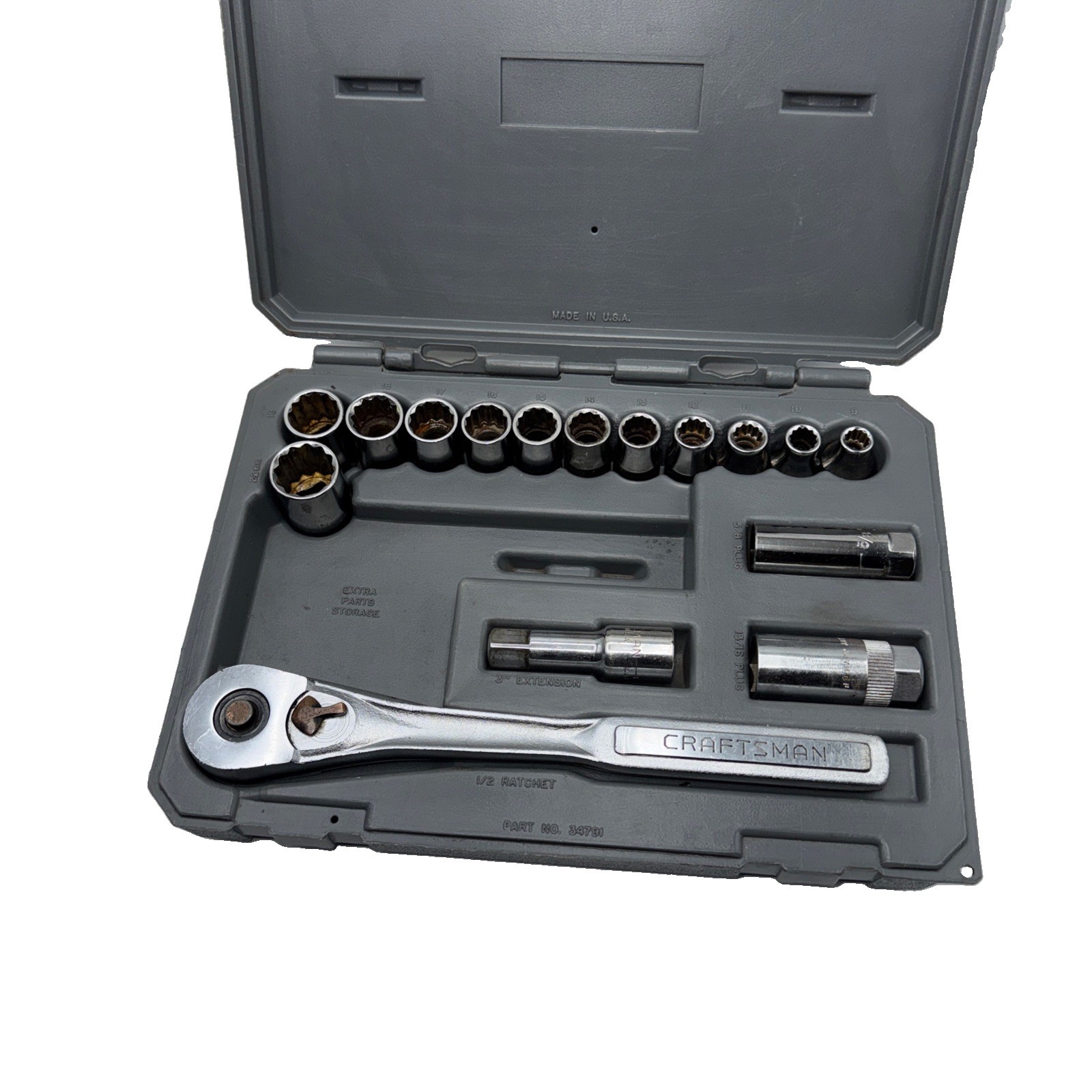 Rare Sears Craftsman USA 1/2” Drive Socket Set 34791 Permanex Case Metric