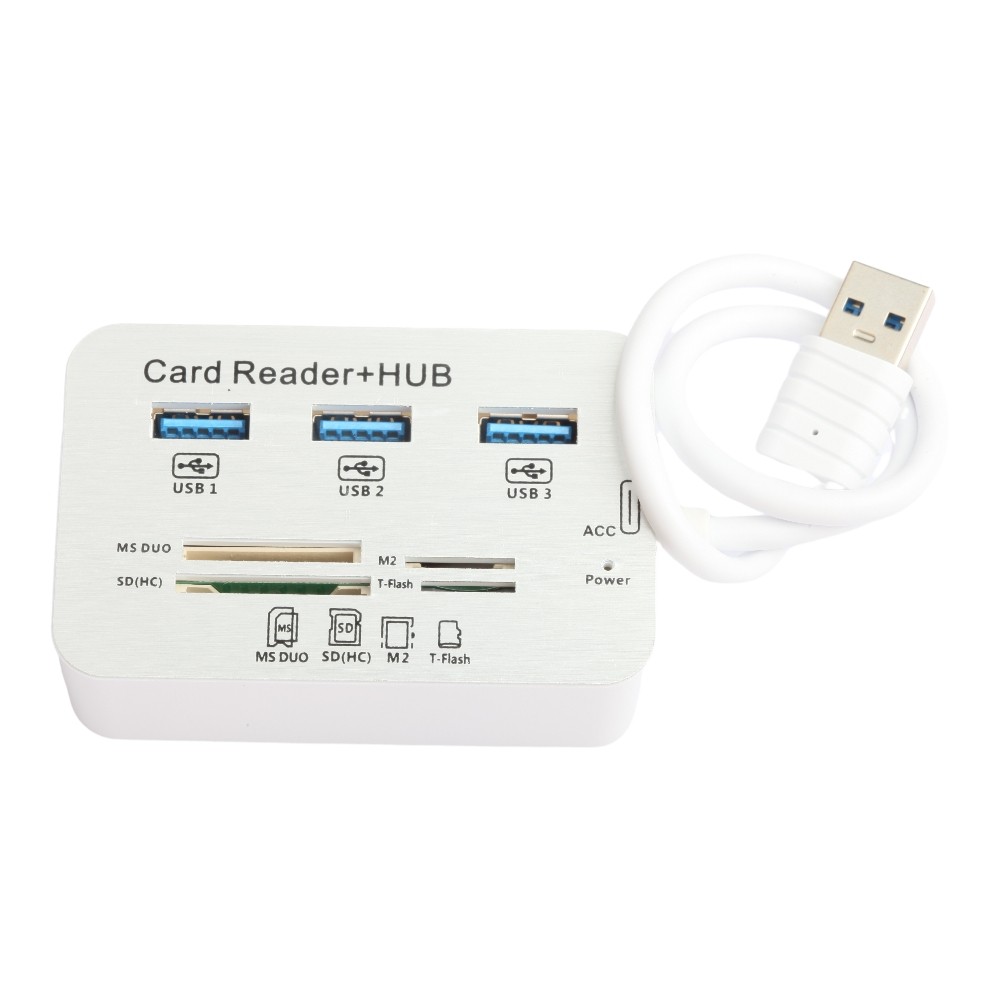 Aluminum 3 Port USB 3.0 Hub MS SD M2 TF Multi-In-1 Memory Card Reader Adapter US