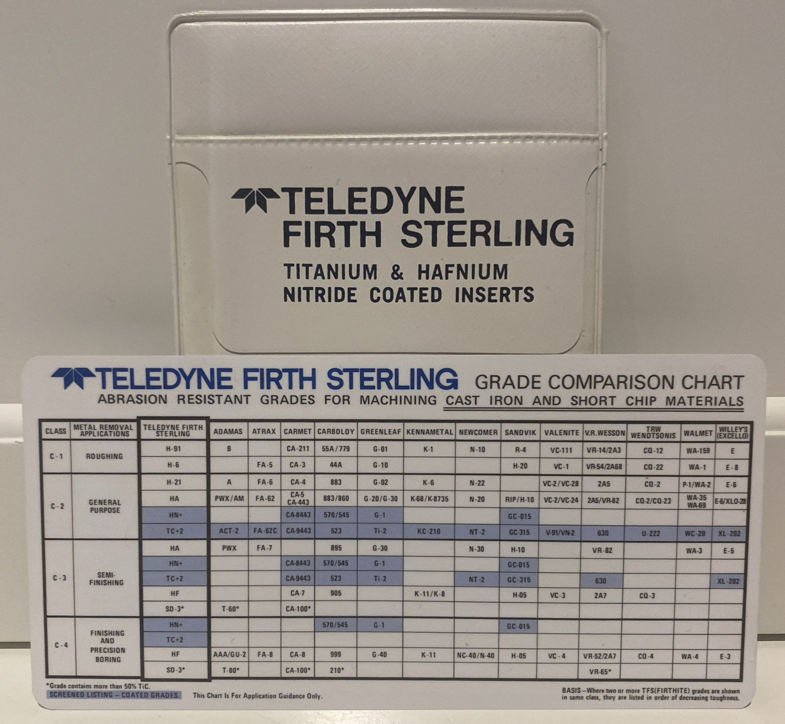 Vtg Teledyne Firth Sterling Pocket Protector w Grade Comparison Chart Card