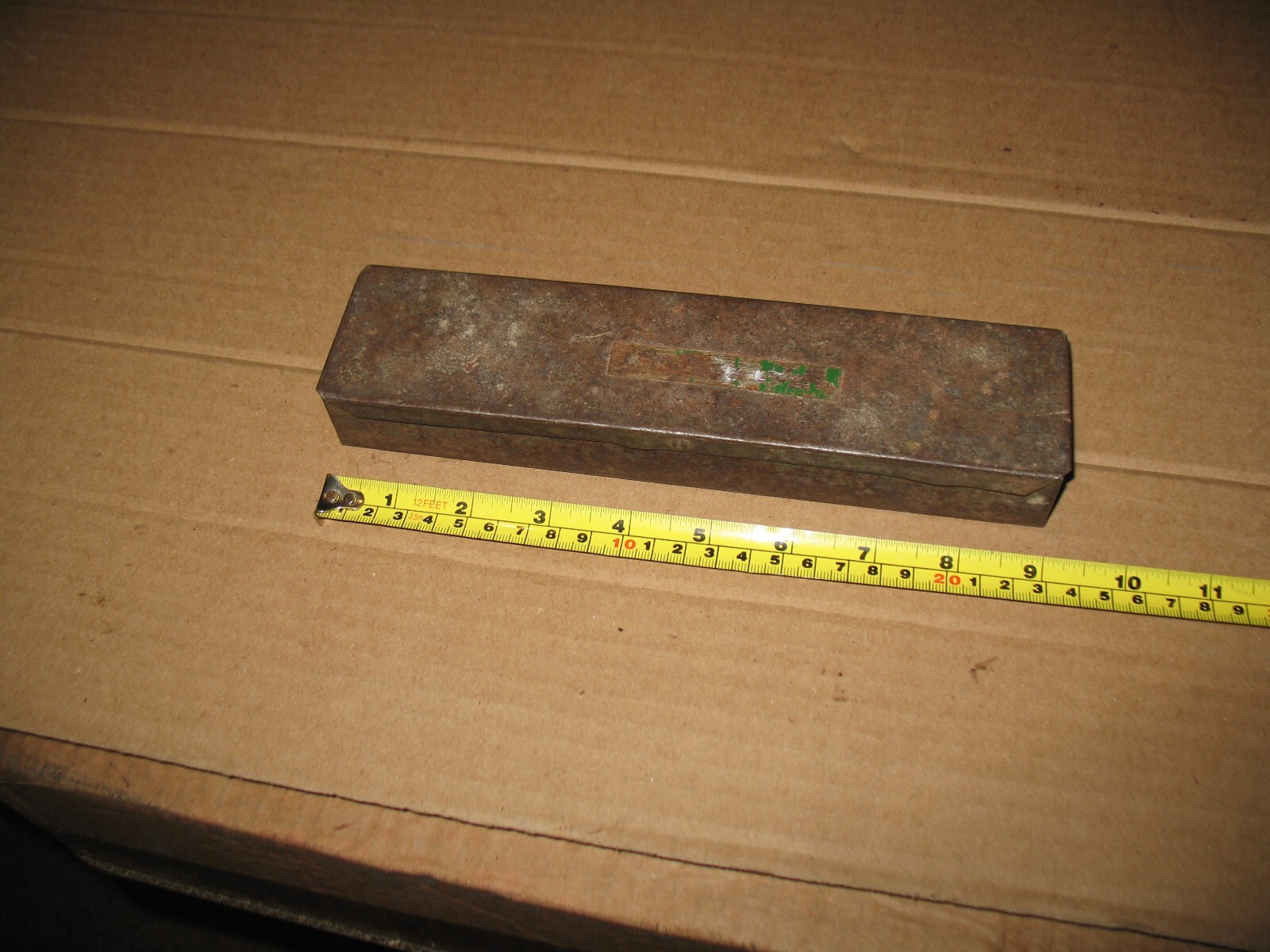 VTG METAL TOOLBOX TOOL BOX FOR SOCKET SET? 9″ x 2″ x 1 1/4″ GREEN GAS/OIL DECOR