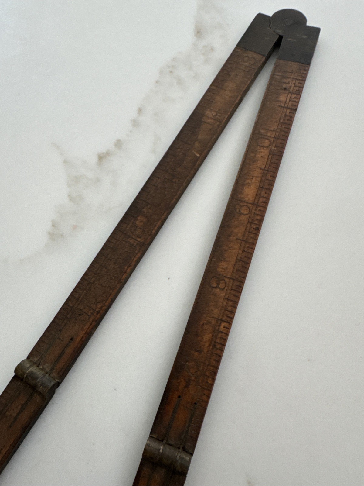 VTG Brass & Wood 24″ Inch Fold Out Wooden Ruler
