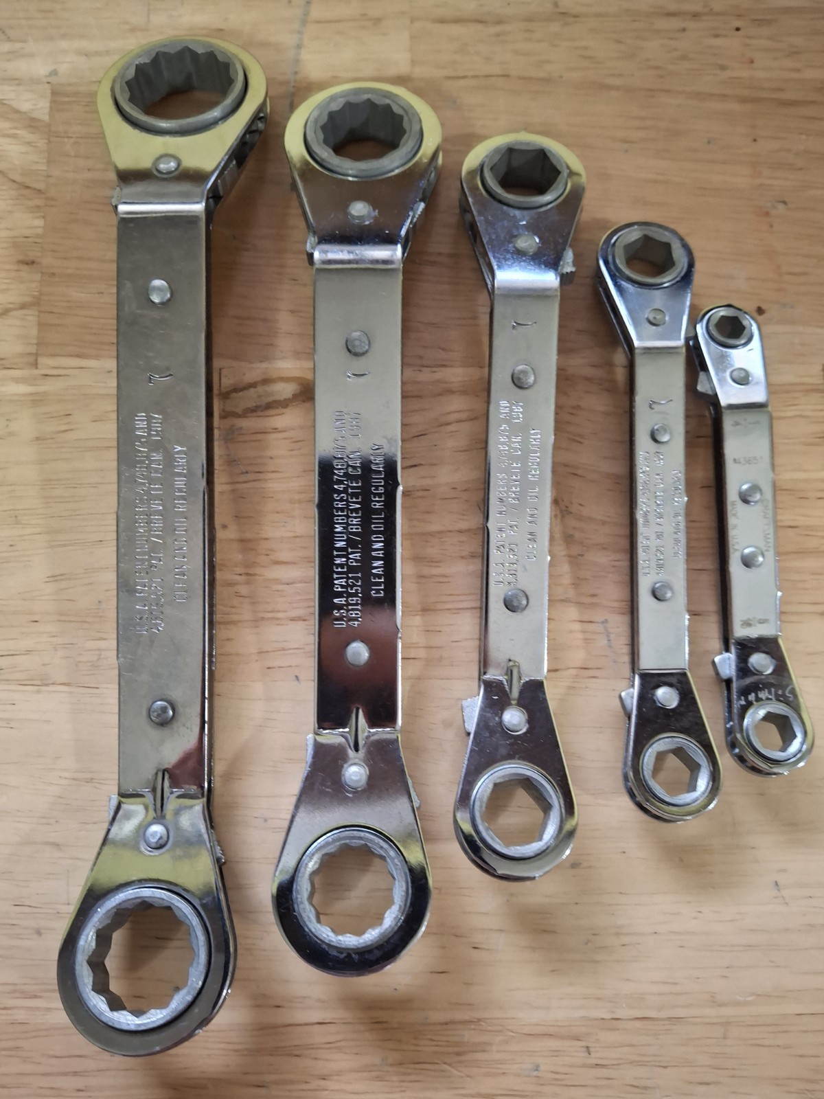 5 Pc. Set SAE Vintage CRAFTSMAN Offset Double Boxed End Ratchet Wrenches-USA