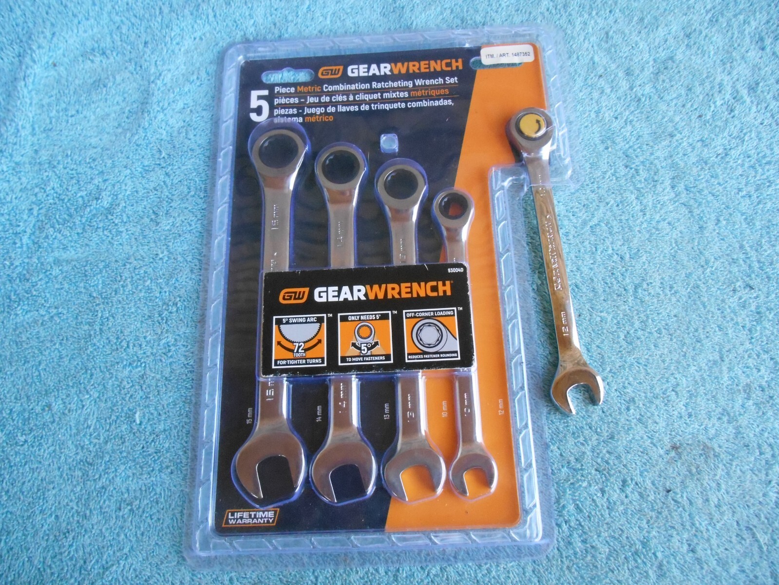 NEW IN PACKAGE GEAR WRENCH 5 PC METRIC COMBINATION RATCHETING WRENCH SET 93004D