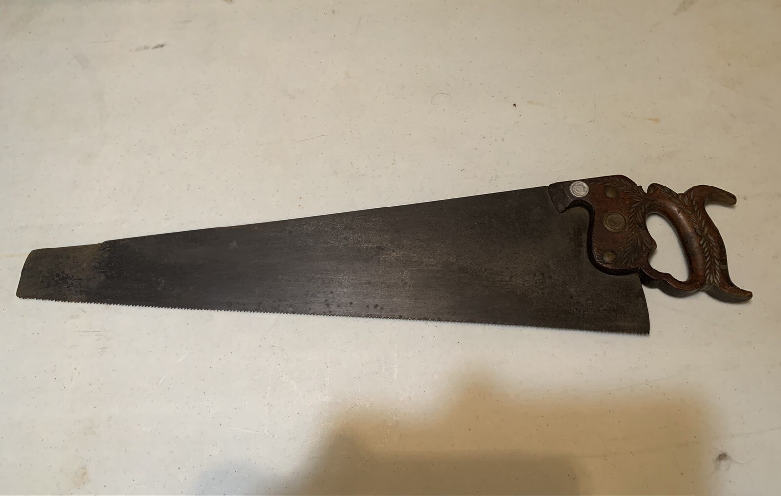 Vintage Disston Sons Philada 2 Medallion Cross Cut Hand Saw **Preowned & Used**