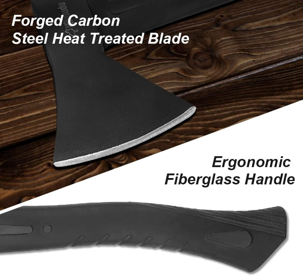 Camping Hatchet, 14″ Camping Axe Throwing Axe for Outdoor Wood Splitting and Kin