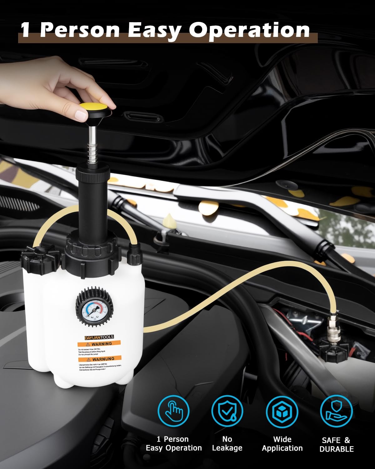 DAYUAN Upgraded 3L Brake Bleeder Kit, One-Person Operation with 3L Pressure P…