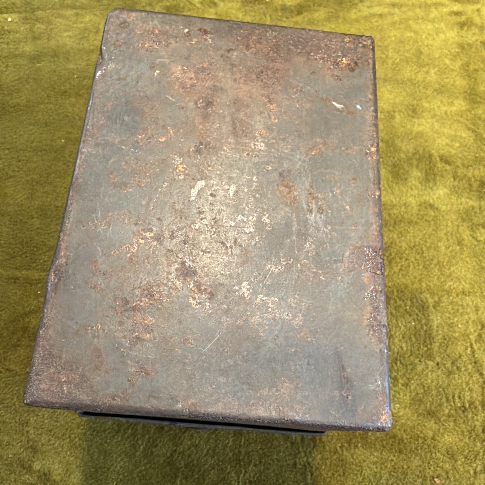 Vintage Metal Box with a Latch and a Police Decal