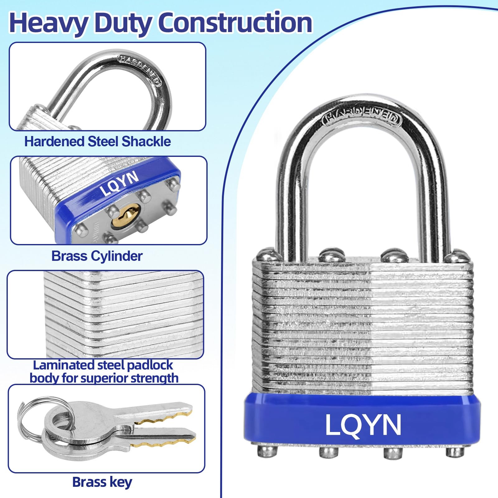 Padlocks with Same Key 6 Pcs Laminated Keyed Padlock 40mm Keyed Alike Set