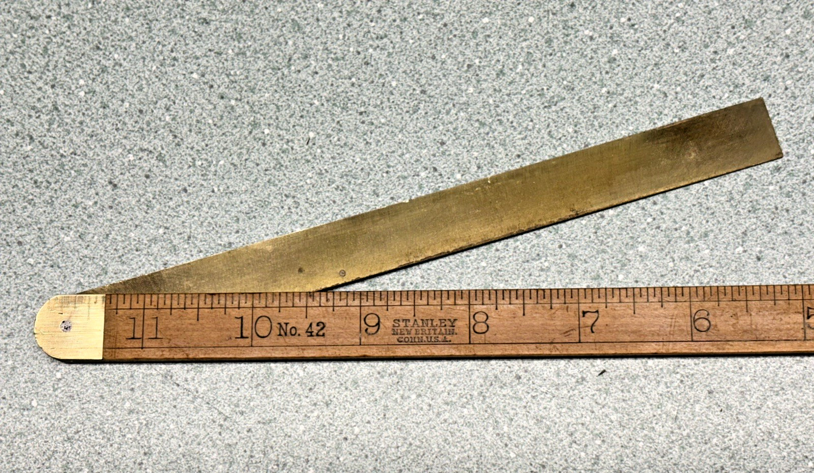 Vintage Stanley EARLY No 42 Double Bevel Rule Boxwood Brass Ruler