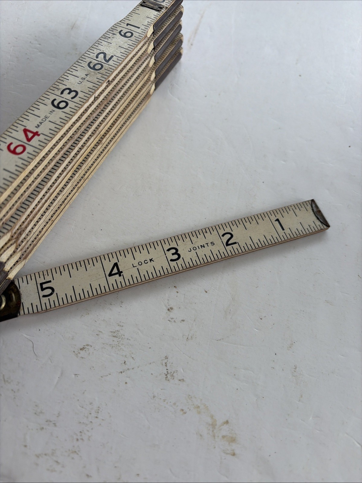 Vintage Lufkin 966 Red End Two Way 72″ Wooden Folding Rule Made in U.S.A.