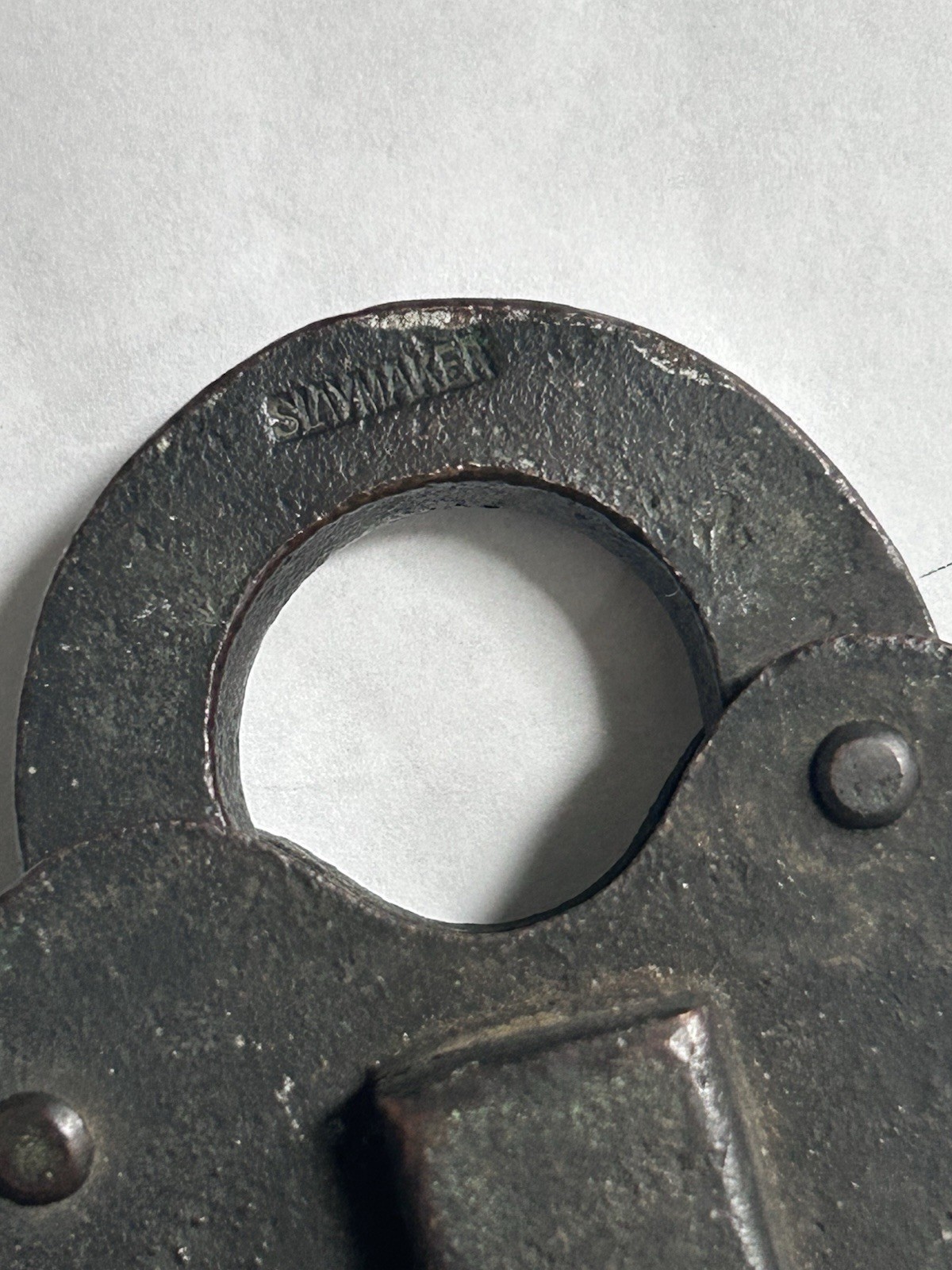 Vintage Padlock SLAYMAKER Heart Shape With Key Marked DE / Lock Stamped 1948 BS