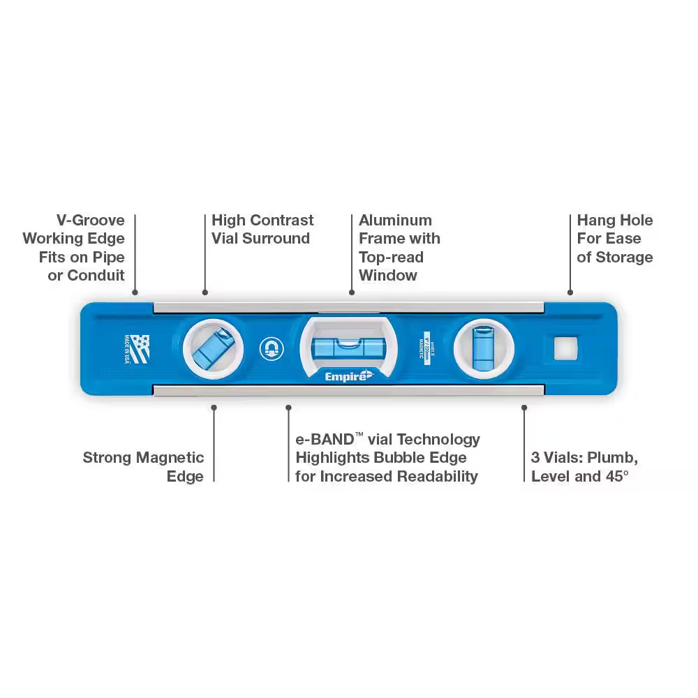 9 In. True Blue Professional Torpedo Level Free Shipping New