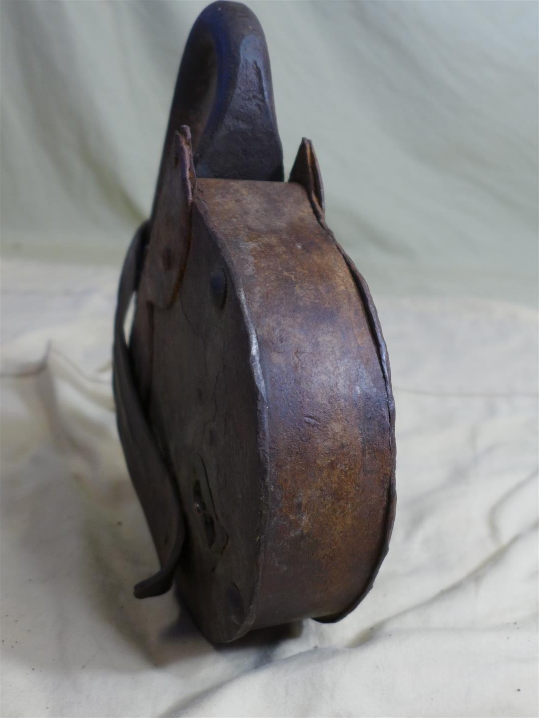 Antique 19th Century Large 12″ Iron Padlock w/Key WORKS Jailer/Barn Lock 9.5 lbs