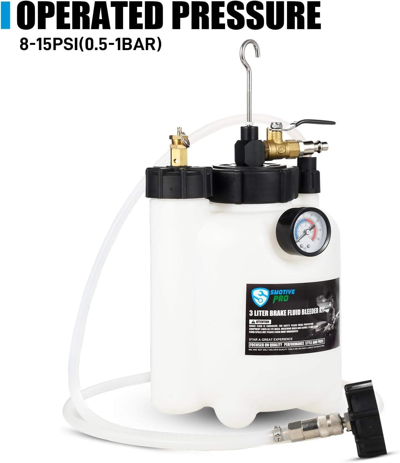 3L Pneumatic Brake Pressure Bleeder Kit, One-Person Operation | Pneumatic Pre…