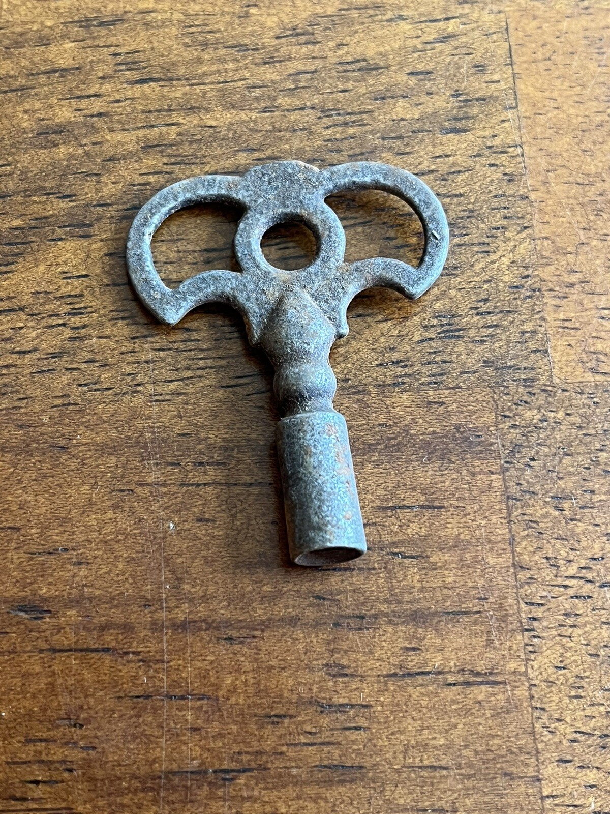 Vintage Clock Key Metal Hollow Barrel Unique shape Square end old toy or clock
